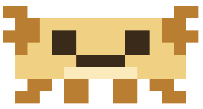 Your clanker, a pixel-art axolotl, walking in place beside the message field