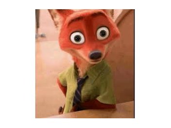 A wide-eyed cartoon fox, startled